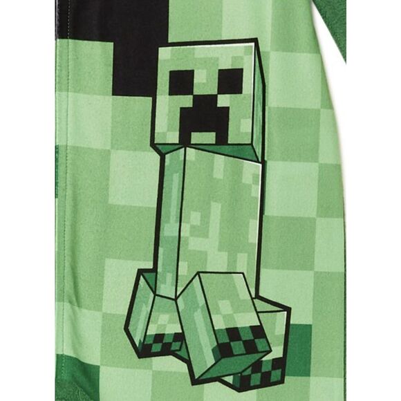 MINECRAFT Boys Sleeper CREEPER UNION SUIT PAJAMAS 1-PC FLEECE NWT - Picture 2 of 12